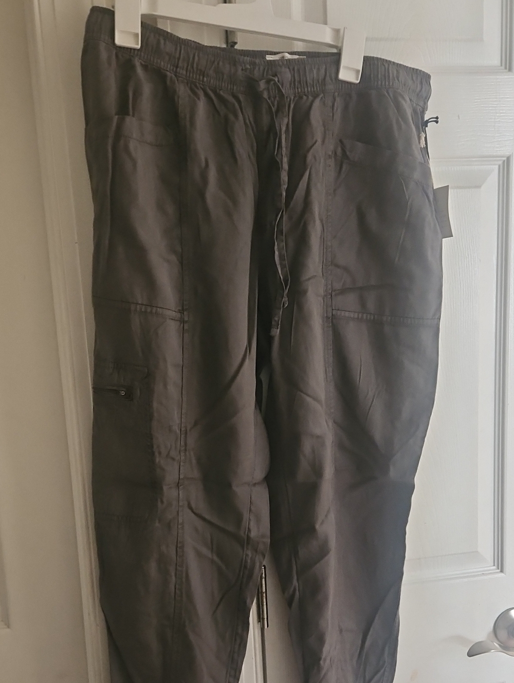 Nicole Miller Olive Green Drawstring Track Pants